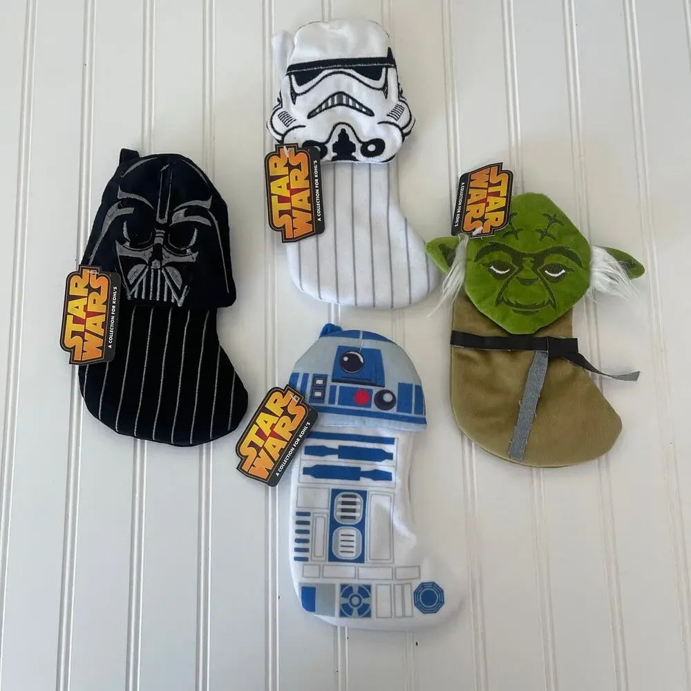 4 NWT Star Wars YODA R2D2 Darth Storm Stockings Ornaments PLUSH Kohls Mini